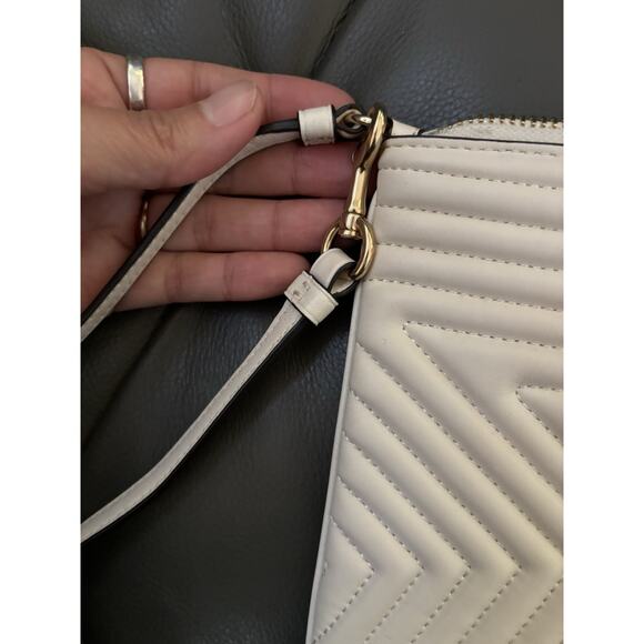 Coach Gallery Pouch With Star Quilting Zip Wristlet Wallet 2647 Chalk - Picture 3 of 9